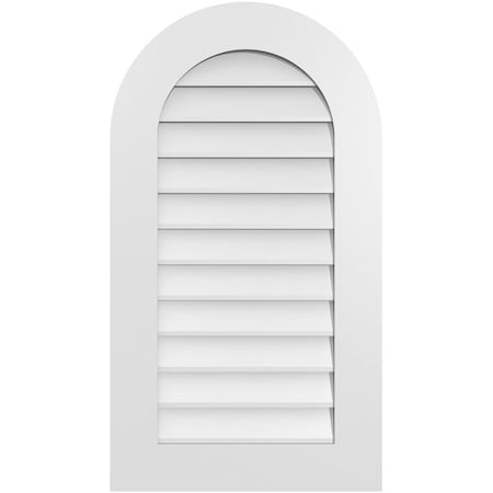 Ekena Millwork Round Top Surface Mount PVC Gable Vent: Non-Functional, w/ 3-1/2"W x 1"P Standard Frame, 20"W x 36"H GVPRT20X3601SN